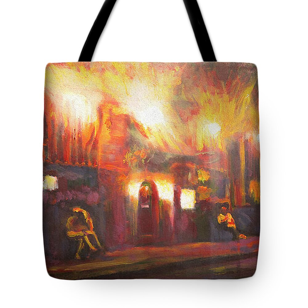 New Orleans Tote Bag featuring the painting Irene's Cuisine - New Orleans by Francelle Theriot