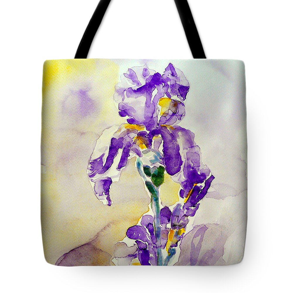 Flower Tote Bag featuring the painting Iris 2 by Jasna Dragun