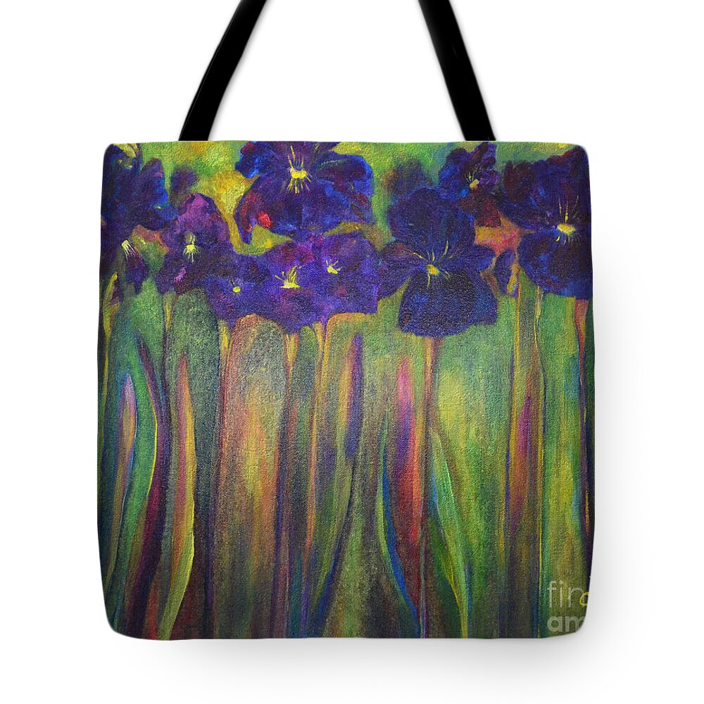 Iris Tote Bag featuring the painting Iris Parade by Claire Bull