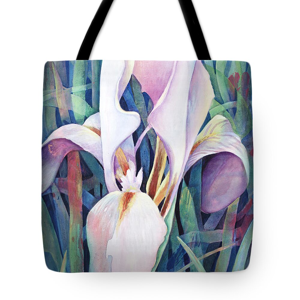 Fine Art America Flower Paintings Tote Bag featuring the painting Iris by Susanne Clark