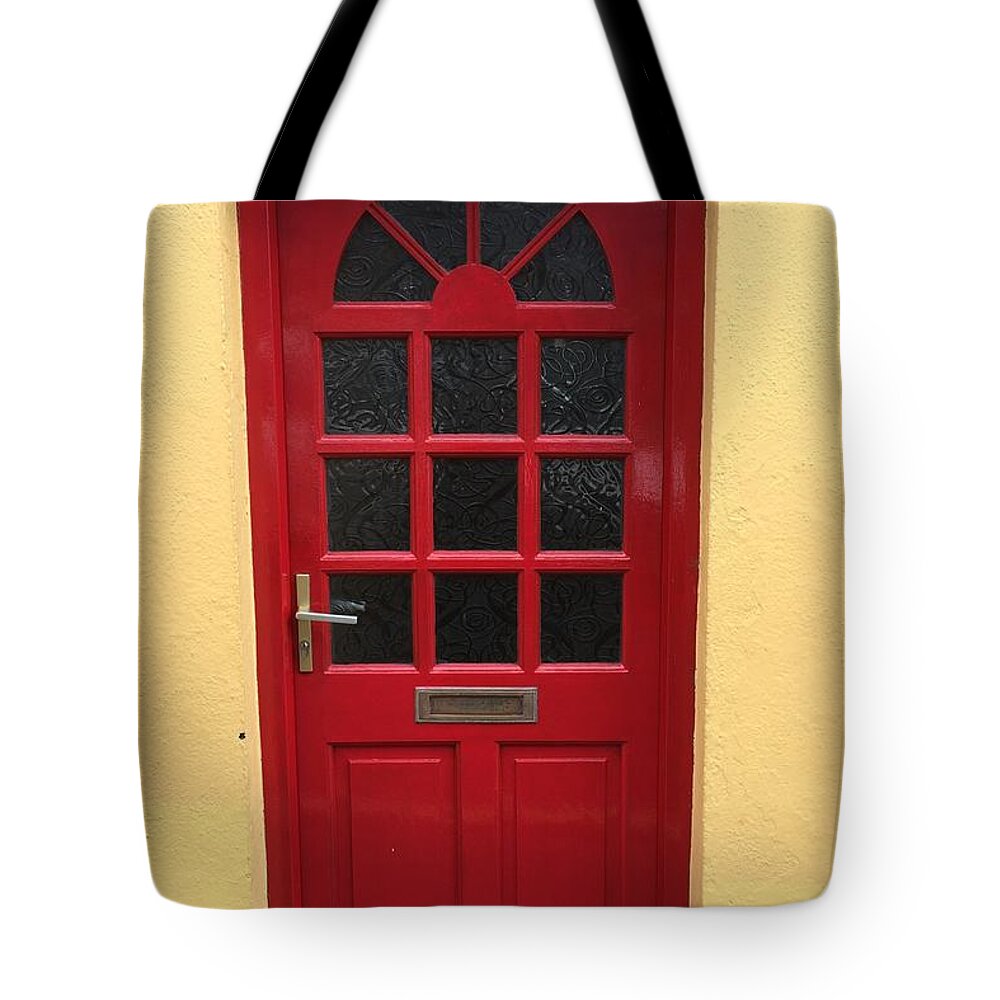 Ireland Tote Bag featuring the photograph Irish Red Door by Suzanne Lorenz