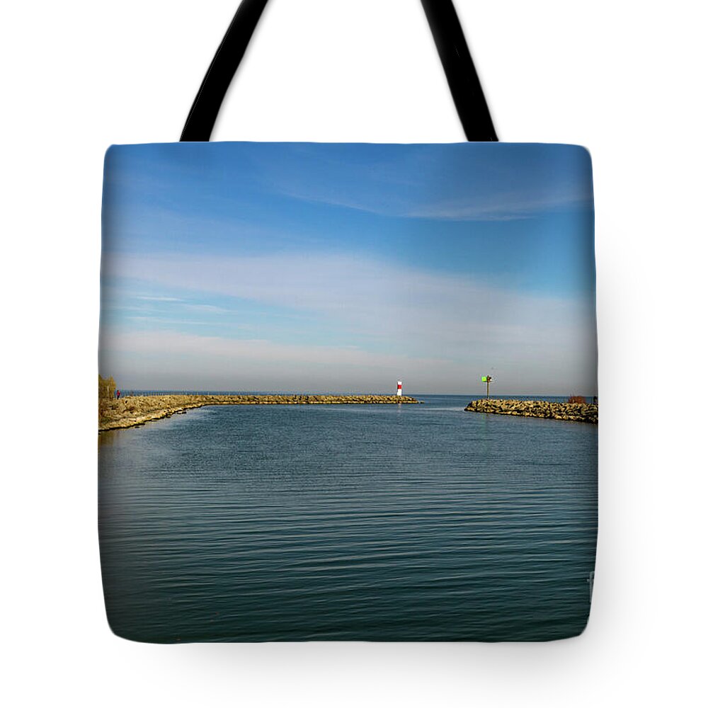 Water Tote Bag featuring the photograph Irondequoit Outlet by William Norton