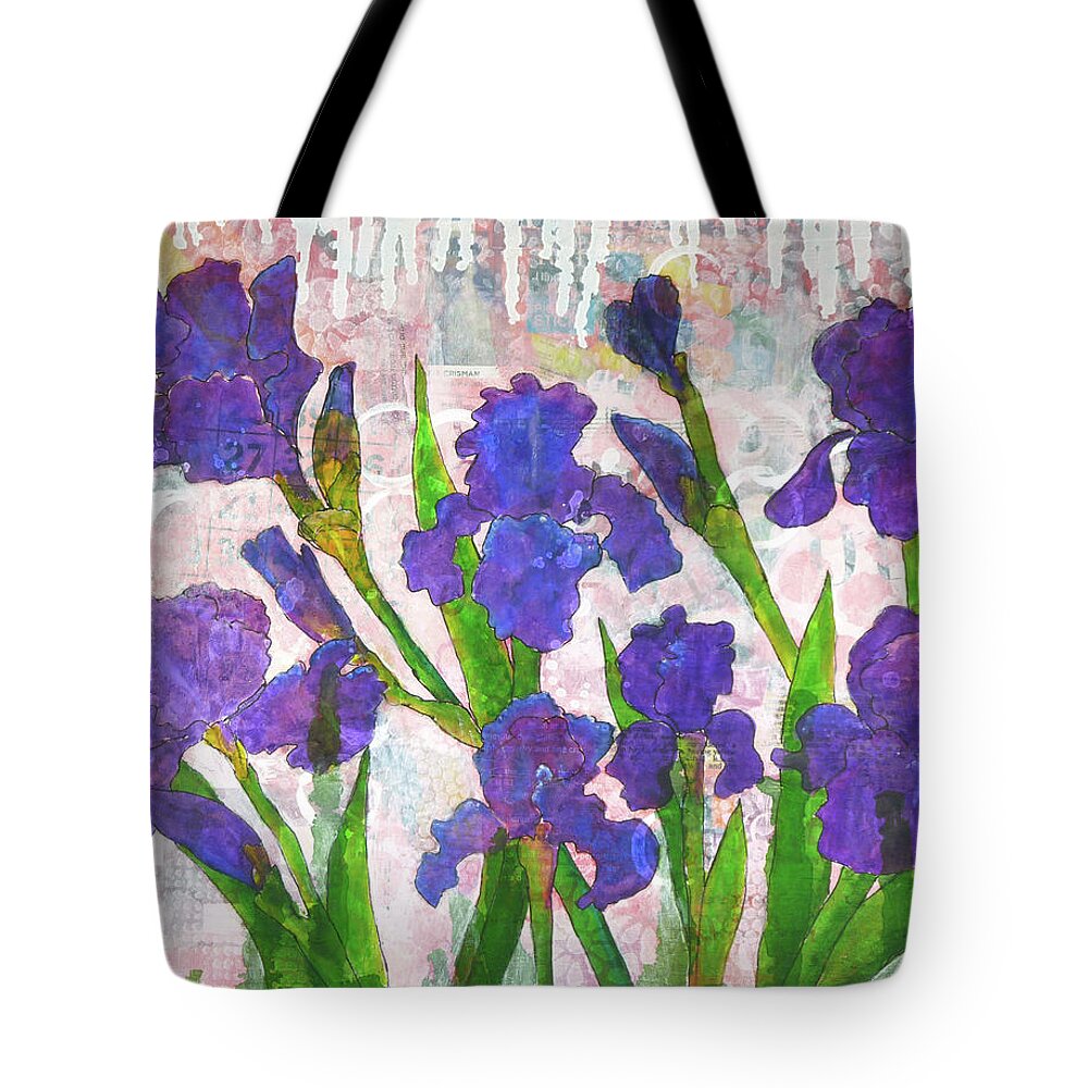 Iris Tote Bag featuring the painting Irresistible Irises by Lisa Crisman