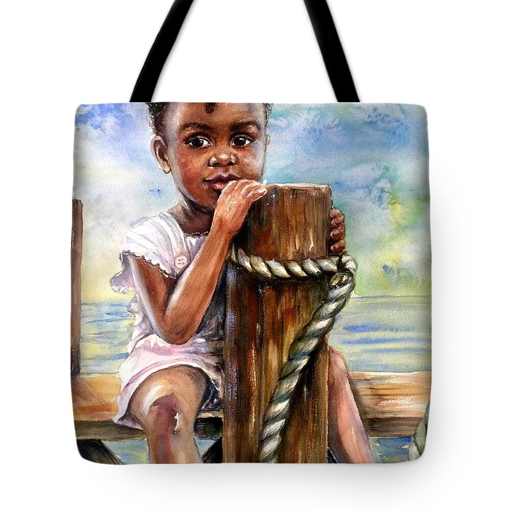 Island Girl Tote Bag featuring the painting Island girl by Katerina Kovatcheva