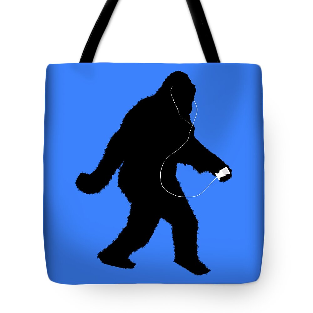 Sasquatch Tote Bag featuring the digital art iSquatch - on Blue by Gravityx9 Designs