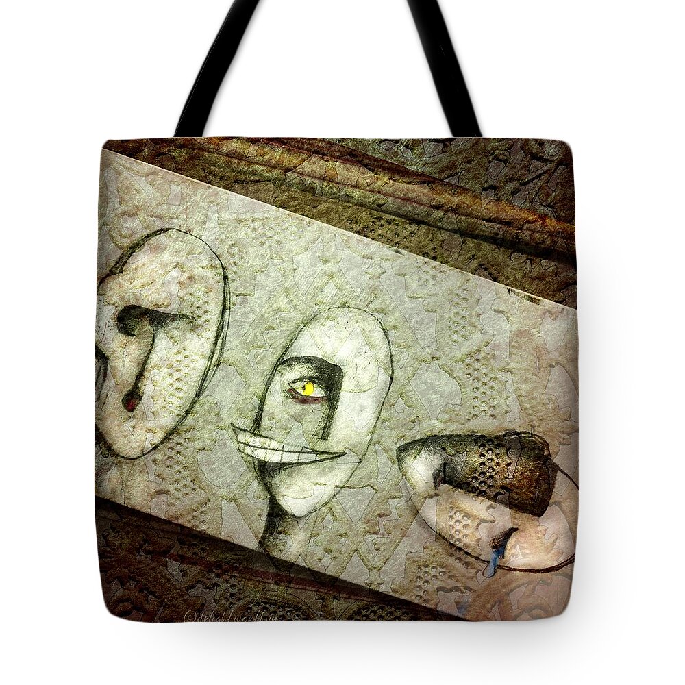 3 Faces Tote Bag featuring the digital art It Hurts to Hear by Delight Worthyn