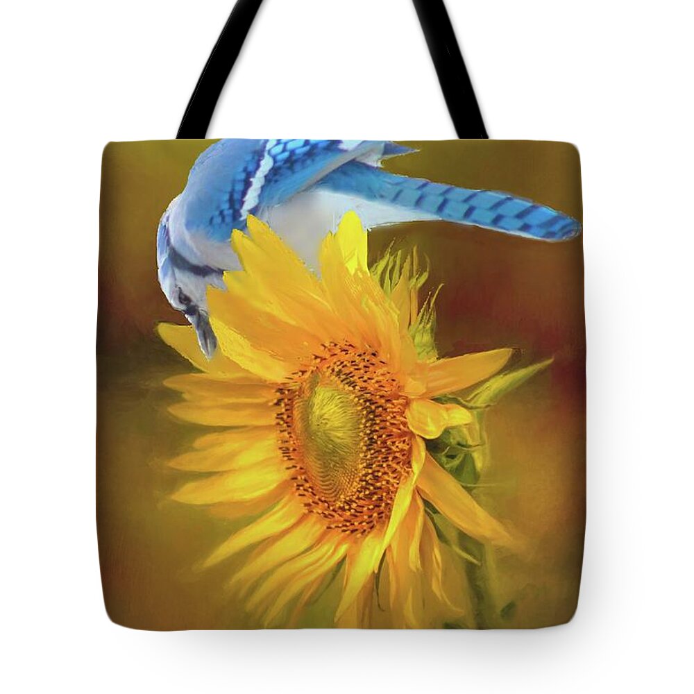 Bluejay Tote Bag featuring the photograph It is All About the Seeds by Janette Boyd