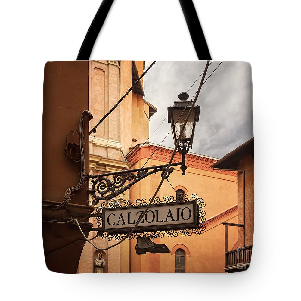 Bologna Tote Bag featuring the photograph Italian cobbler sign by Sophie McAulay