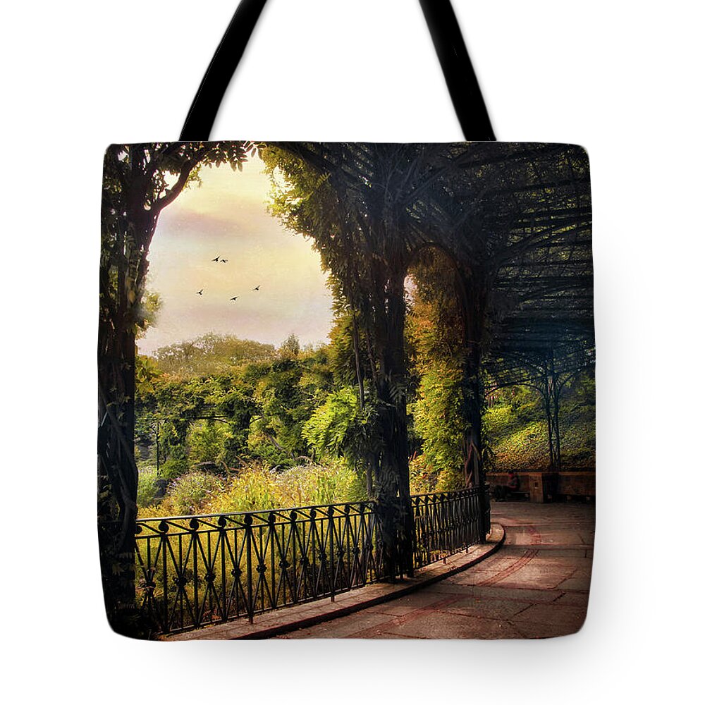 Terrace Tote Bag featuring the photograph Italian Pergola by Jessica Jenney