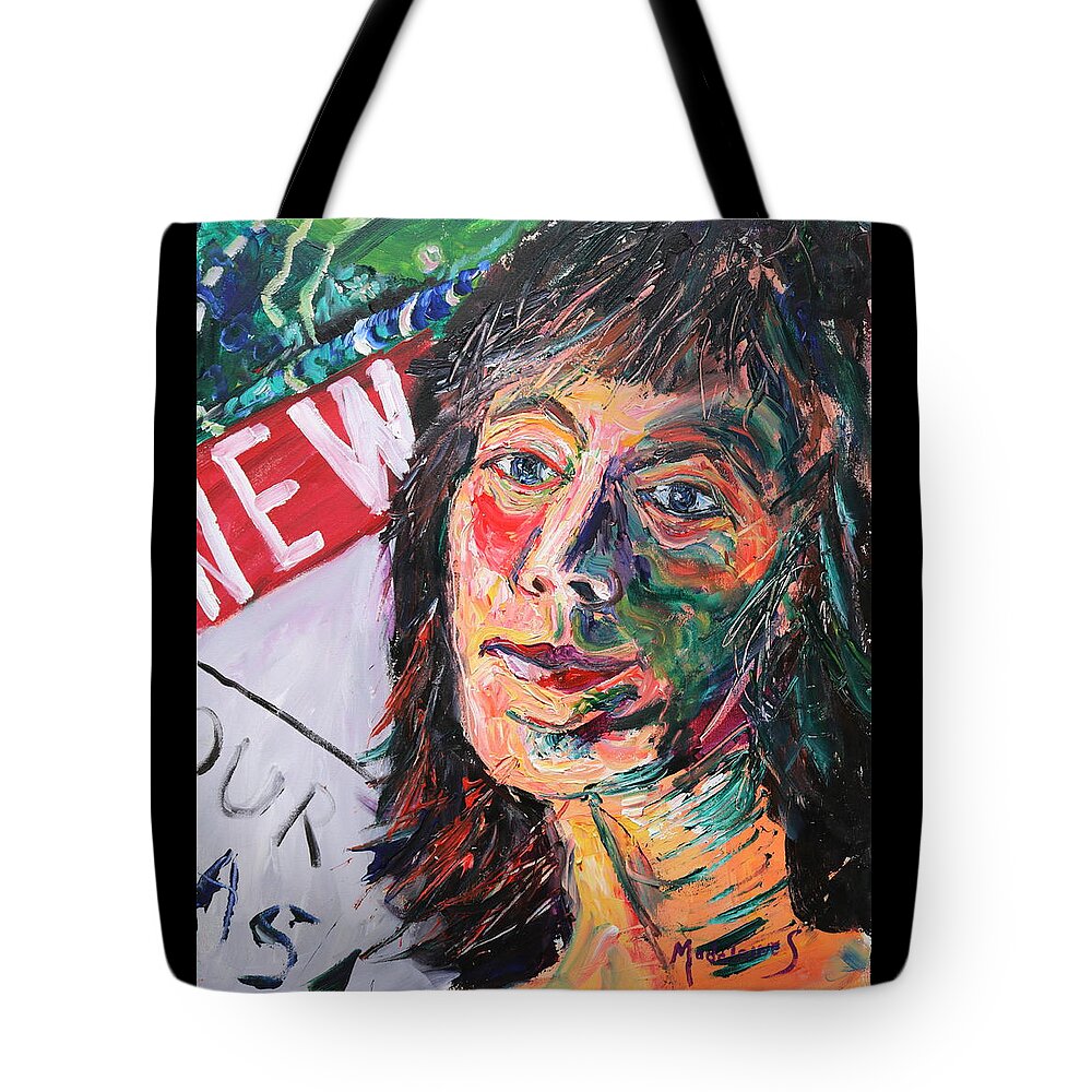 Portraits Tote Bag featuring the painting It's a New Day by Madeleine Shulman