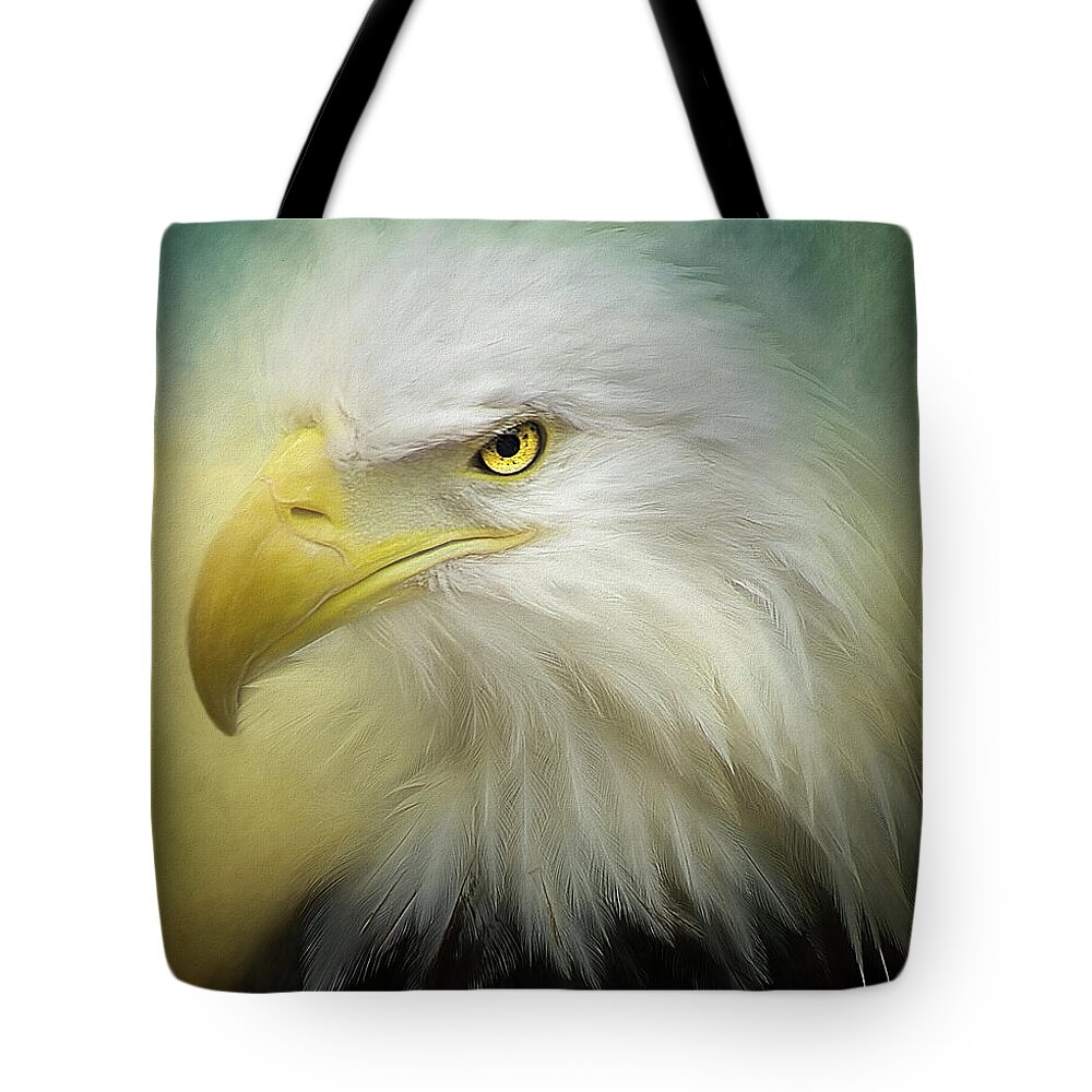 Eagle Tote Bag featuring the photograph It's all about the attitude by Debra Boucher