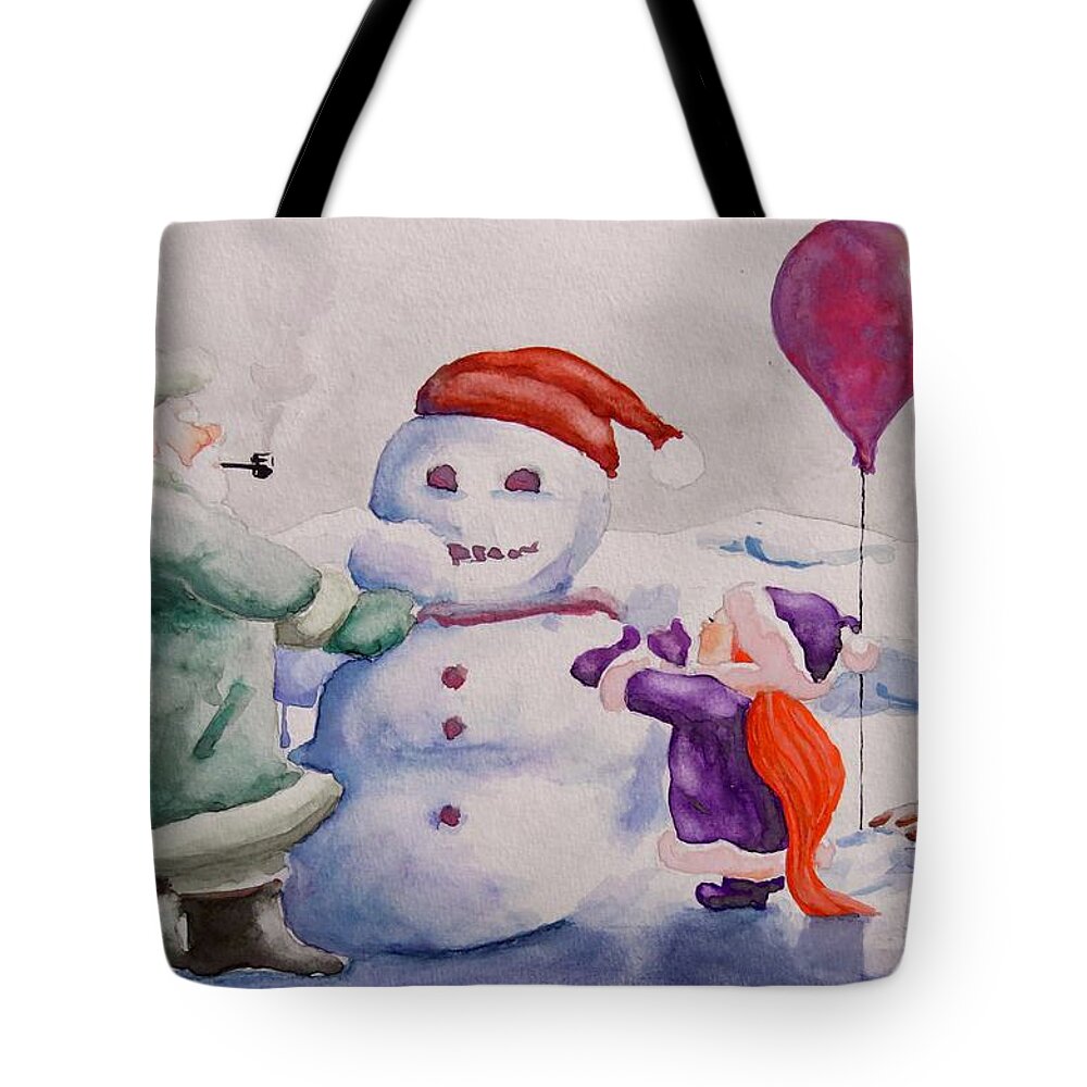 Painting Tote Bag featuring the painting It's Cold Grandpa by Geni Gorani