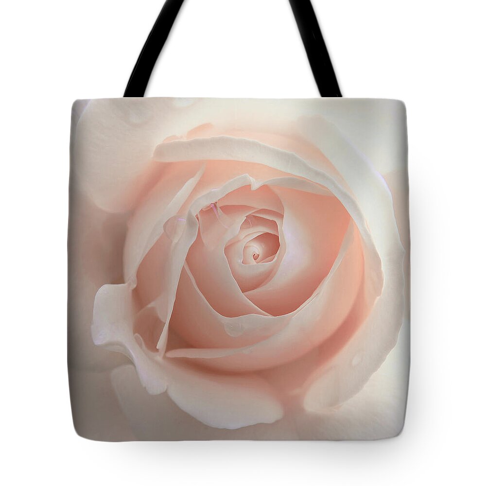 Rose Tote Bag featuring the photograph Ivory Peach Pastel Rose Flower by Jennie Marie Schell