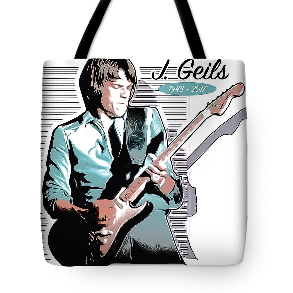 Tribute Tote Bag featuring the drawing J Geils by Greg Joens