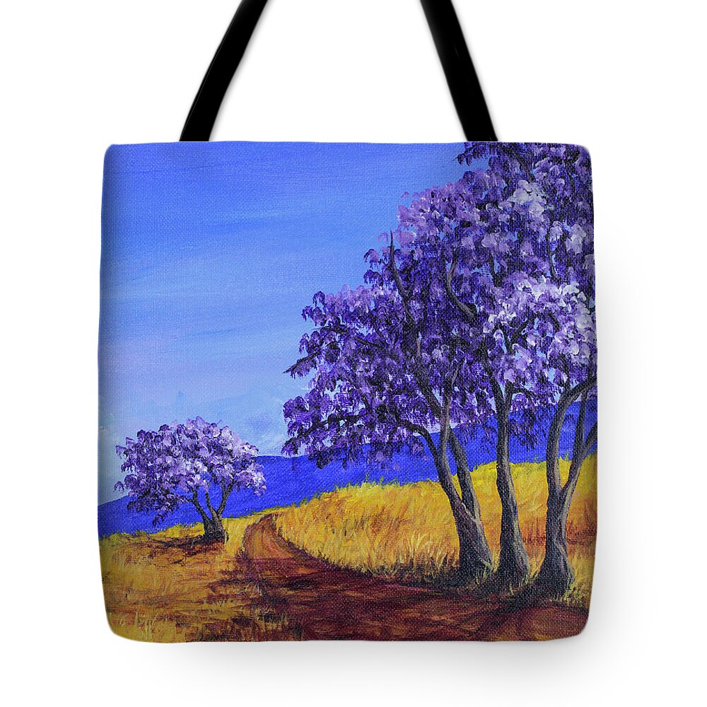 Landscape Tote Bag featuring the painting Jacaranda Trees Maui by Darice Machel McGuire