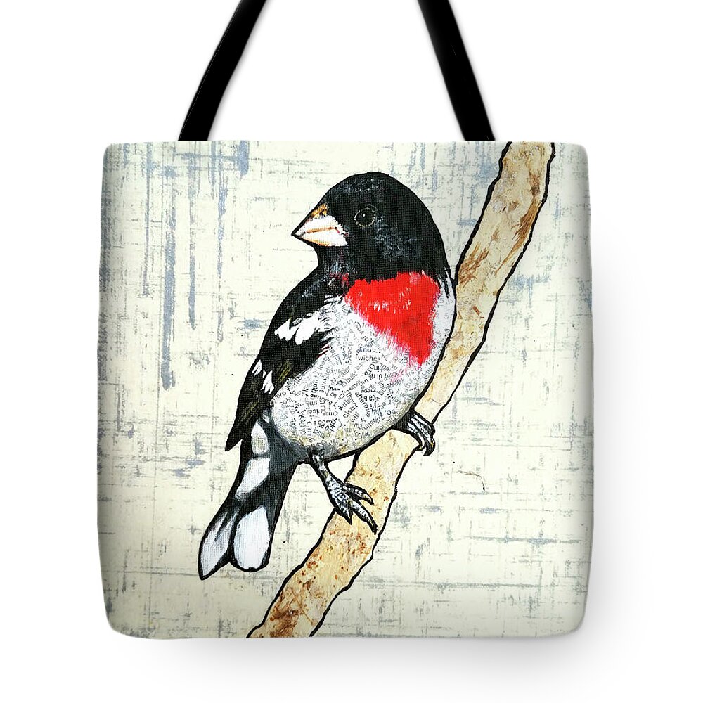 Grosbeak Tote Bag featuring the mixed media Jack by Jacqueline Bevan