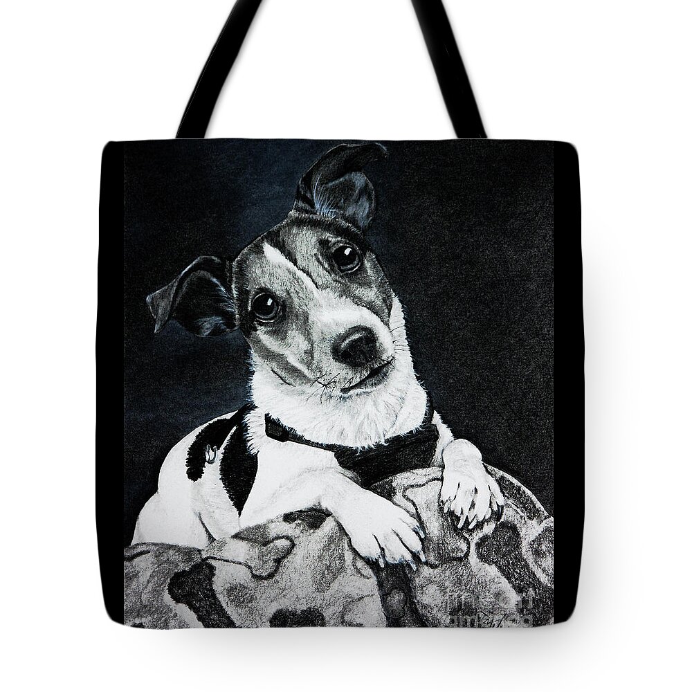 Dog Tote Bag featuring the drawing Jack Russell Terrier by Terri Mills