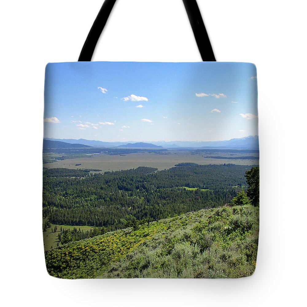 Wyoming Tote Bag featuring the photograph Jackson Hole from Signal Mountain by K Bradley Washburn