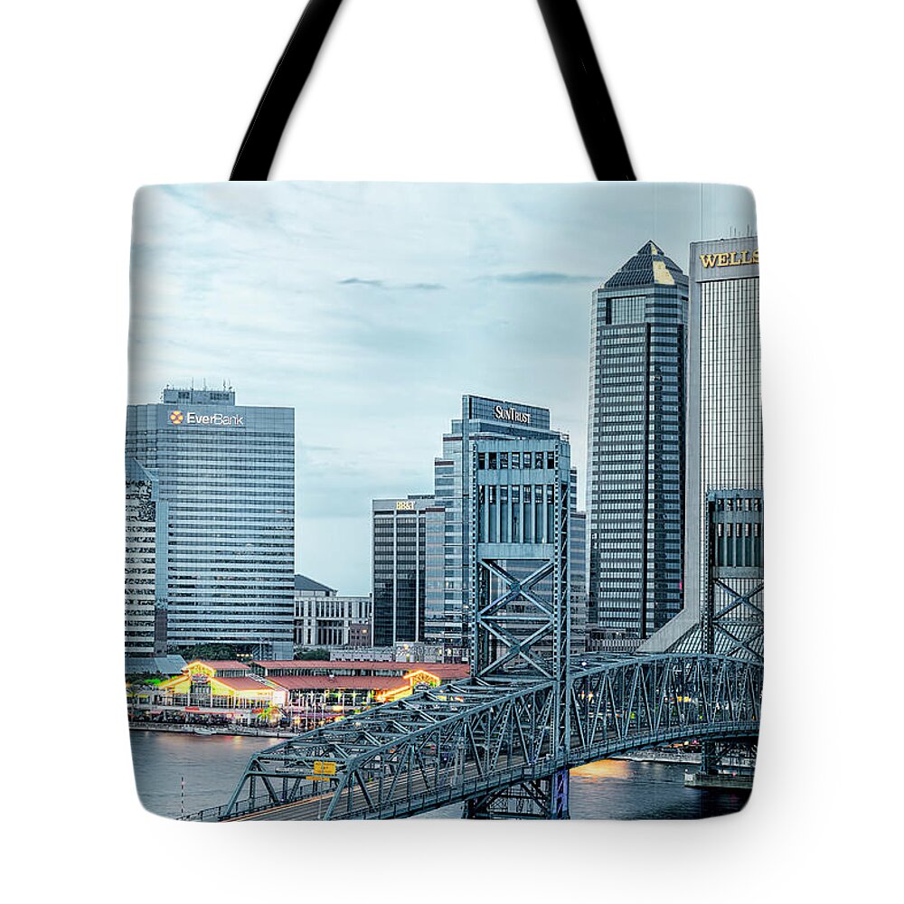 Jacksonville Tote Bag featuring the photograph Jacksonville Blue Hour by Kay Brewer