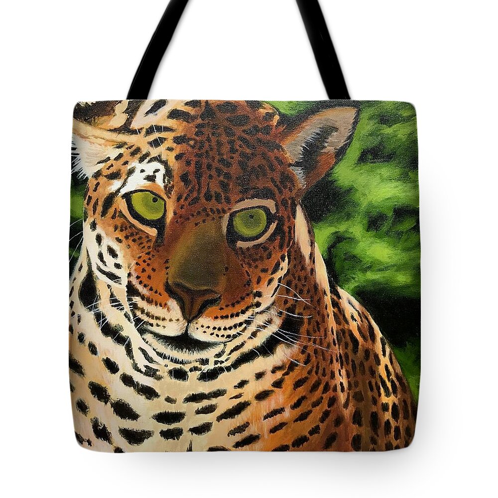 Jaguar Tote Bag featuring the painting Jaguar by Dustin Miller