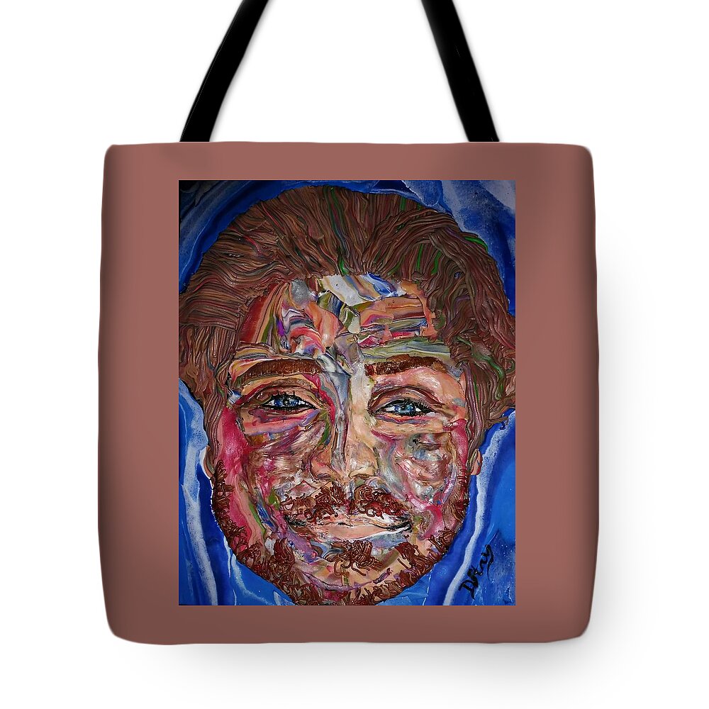 Portrait Tote Bag featuring the mixed media Jakob by Deborah Stanley
