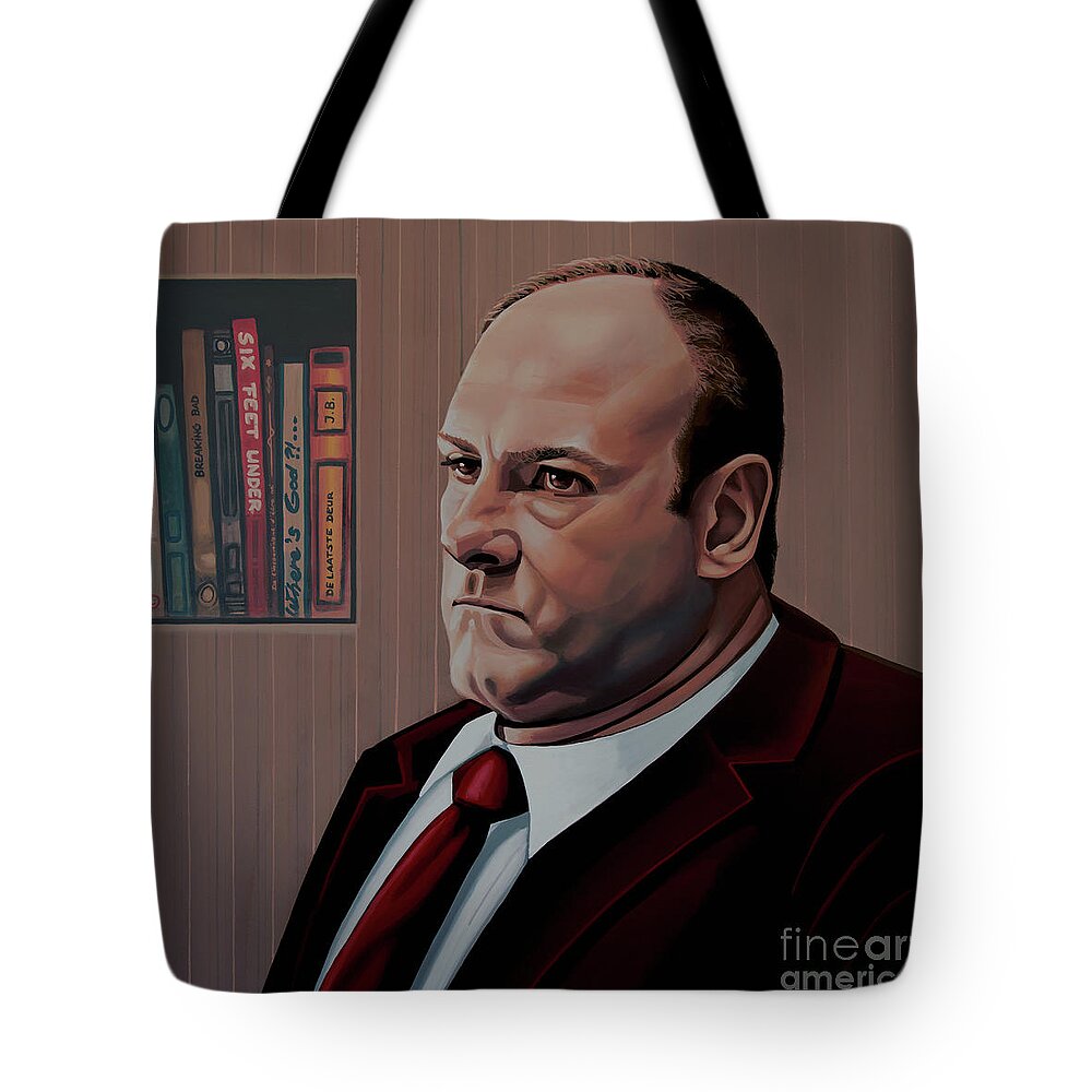 The Sopranos Tote Bag featuring the painting James Gandolfini Painting by Paul Meijering