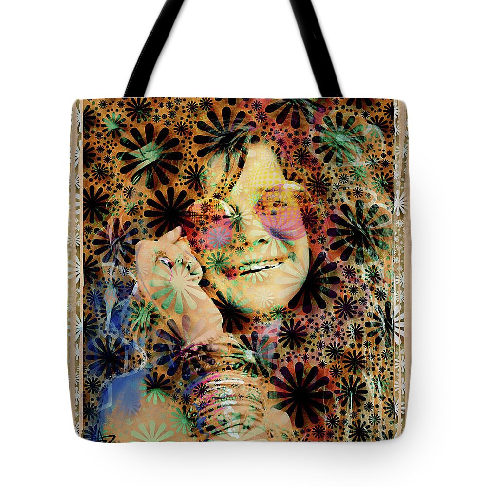Janis Joplin Tote Bag featuring the mixed media Janis Joplin by Russell Pierce