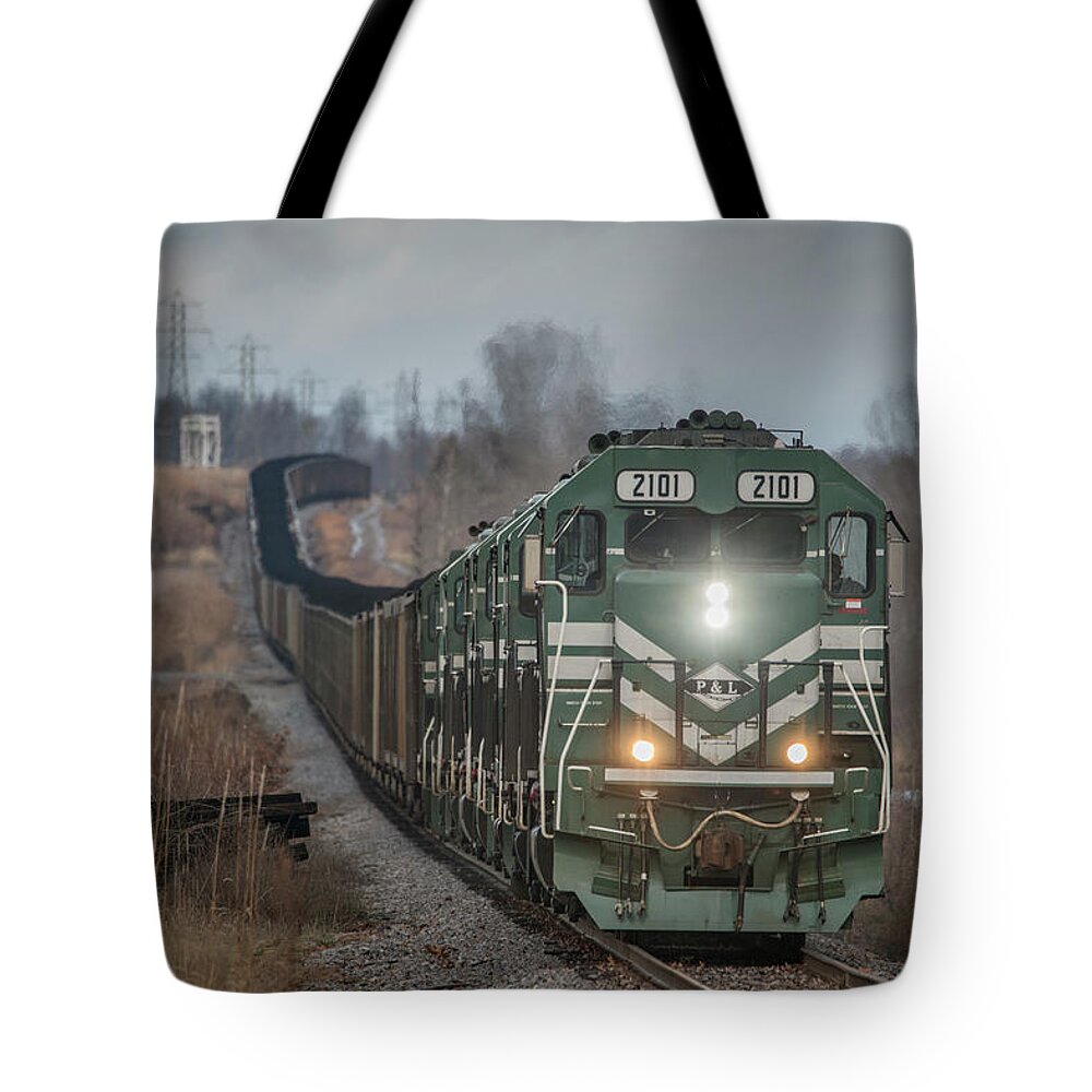 Landscape Tote Bag featuring the photograph January 17 2017 - PAL Coal Train by Jim Pearson