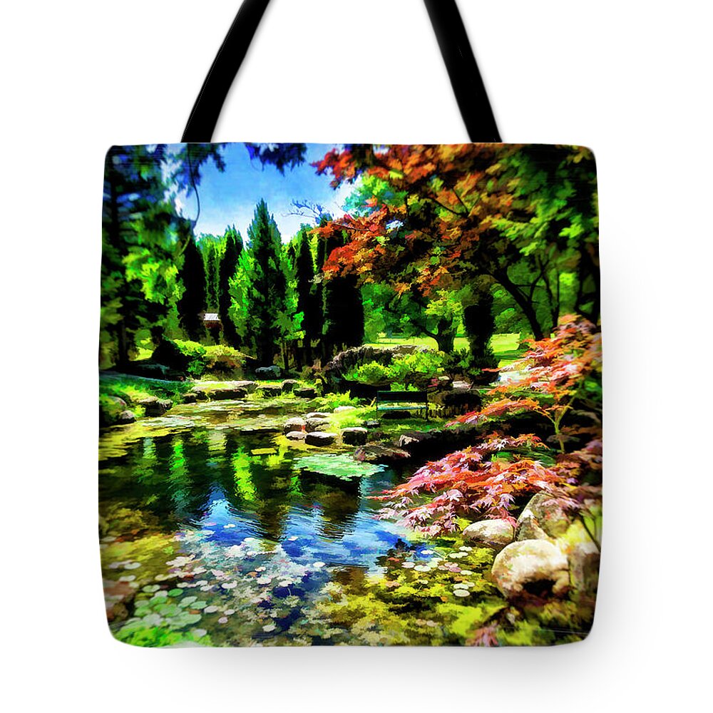 Sonnenberg Gardens Tote Bag featuring the photograph Japanese Garden by Monroe Payne