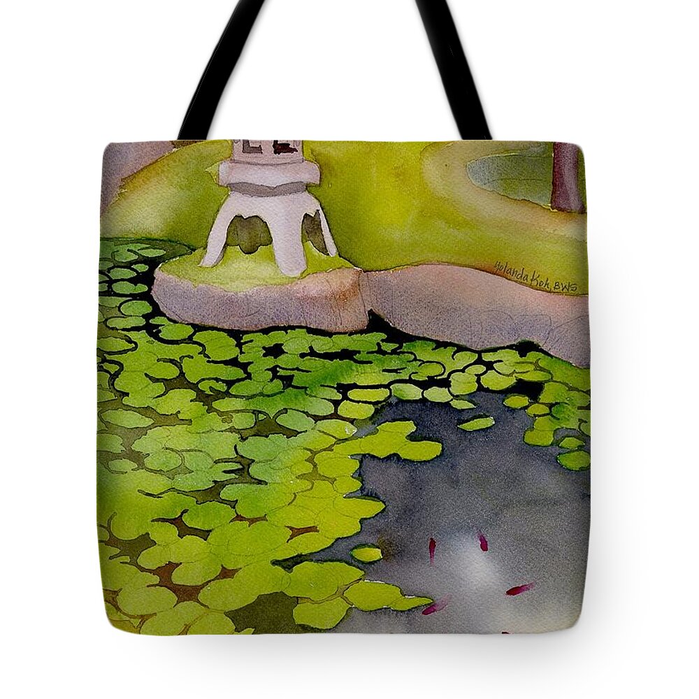 Japanese Tote Bag featuring the painting Japanese Garden by Yolanda Koh