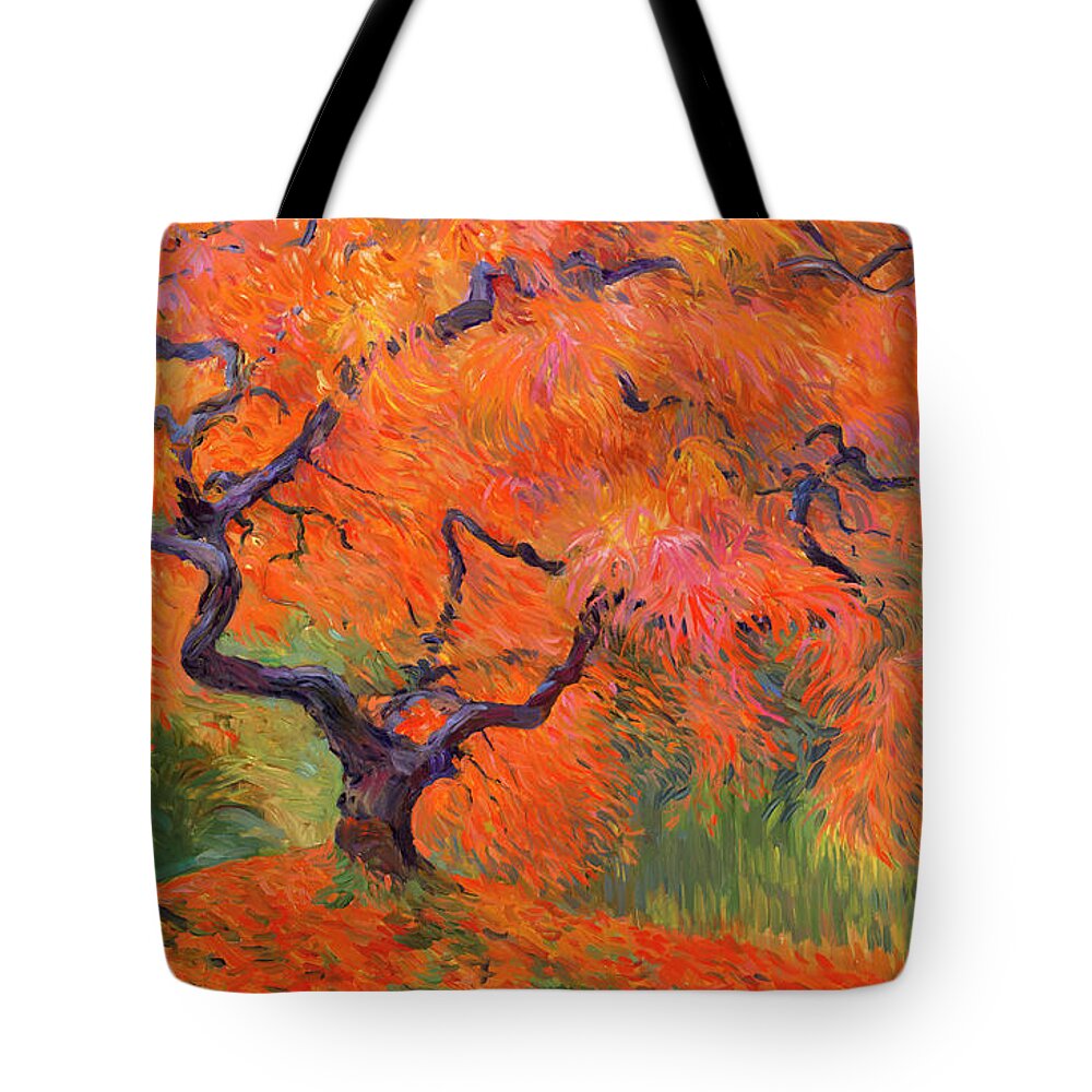Japanese Maple Tote Bag featuring the painting Japanese Maple Tree by Judith Barath