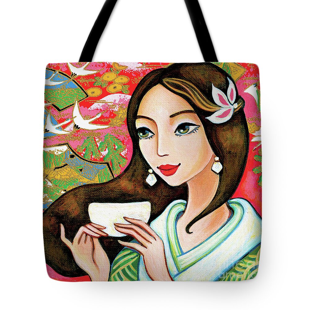 Asian Woman Tote Bag featuring the painting Jasmine Garden by Eva Campbell