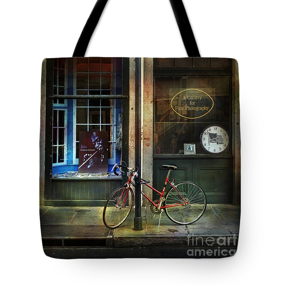 New Orleans Tote Bag featuring the photograph Jazz Bicycle by Craig J Satterlee