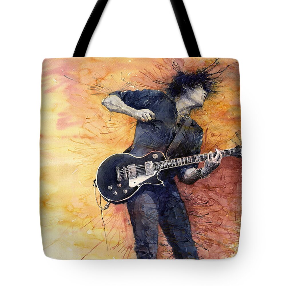 Figurativ Tote Bag featuring the painting Jazz Rock Guitarist Stone Temple Pilots by Yuriy Shevchuk