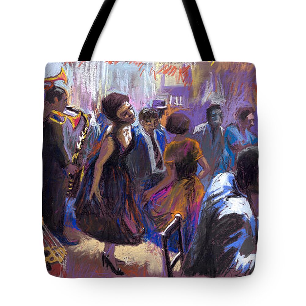 Jazz.pastel Tote Bag featuring the painting Jazz by Yuriy Shevchuk