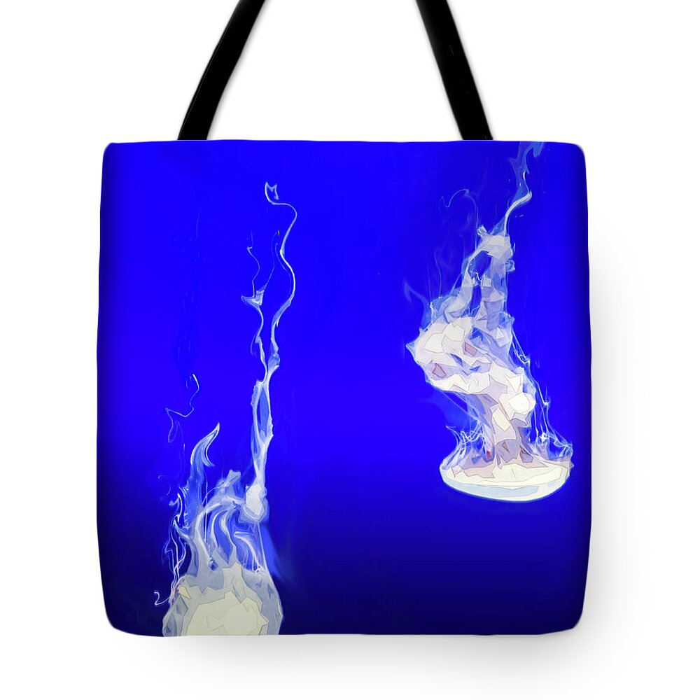 Jellyfish Tote Bag featuring the digital art Jellies by Gina Harrison