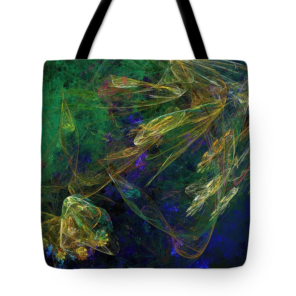 Fantasy Tote Bag featuring the digital art Jelly Fish Diving the Reef Series 1 by David Lane