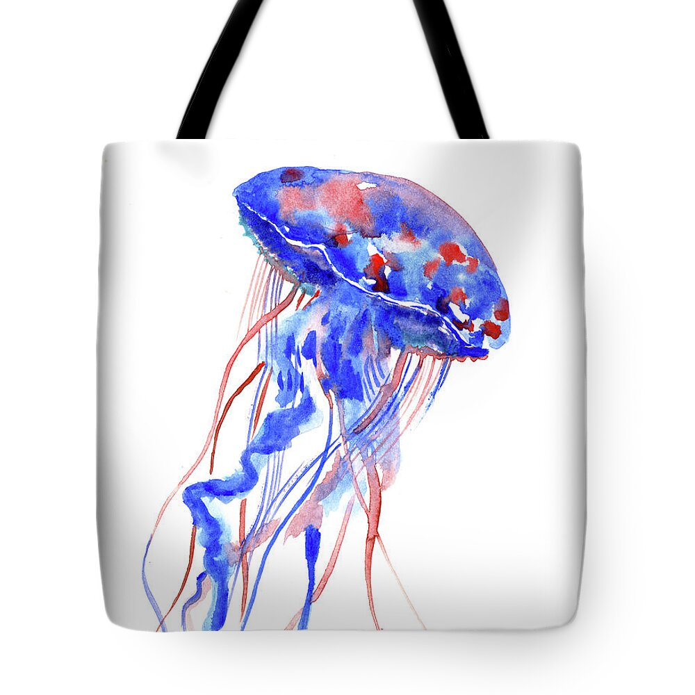 Jellyfish Tote Bag featuring the painting Jellyfish by Suren Nersisyan