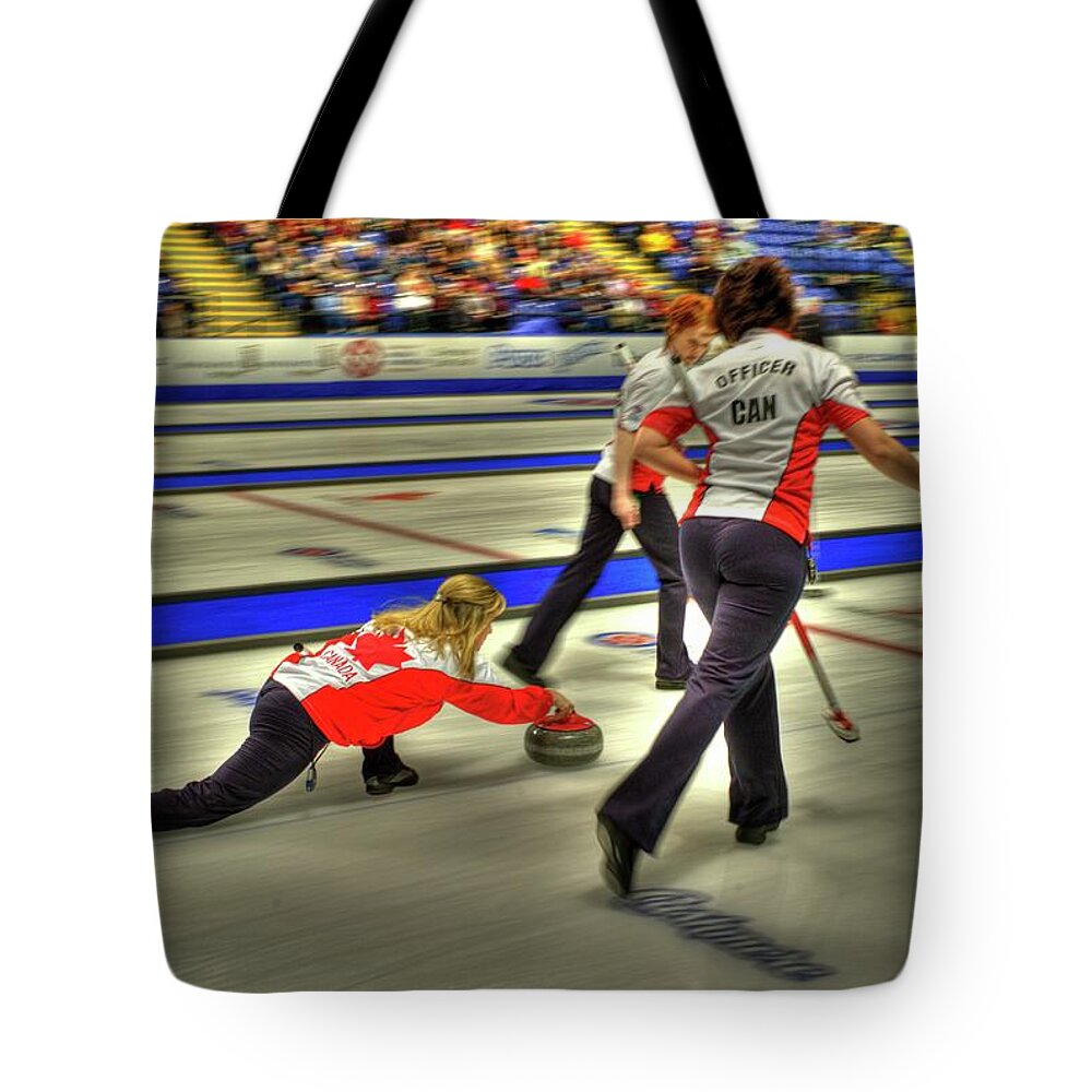 Curling Tote Bag featuring the photograph Jennifer Jones Throws by Lawrence Christopher