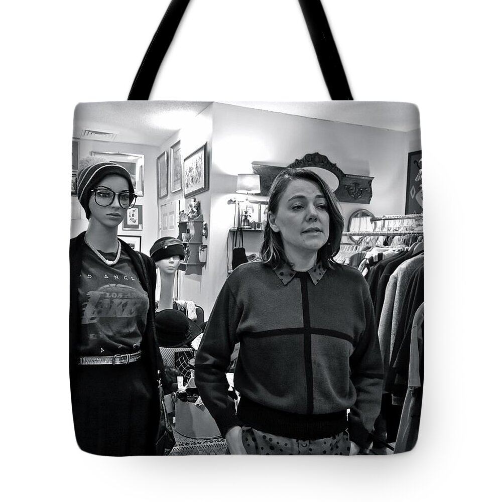 Black & White Tote Bag featuring the photograph Jenny by Mike Reilly