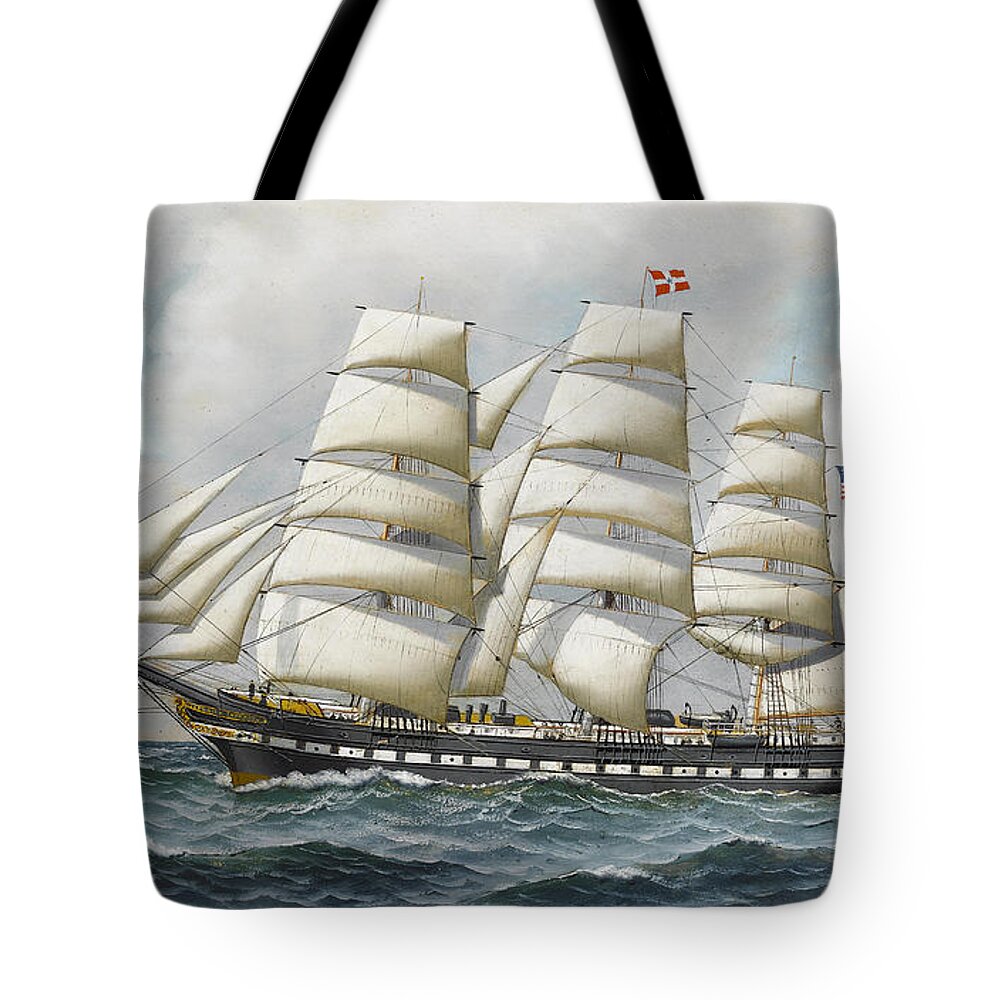 Antonio Jacobsen - The American Full-rigger 'jeremiah Thompson' ... Sea Tote Bag featuring the painting Jeremiah Thompson by Antonio Jacobsen