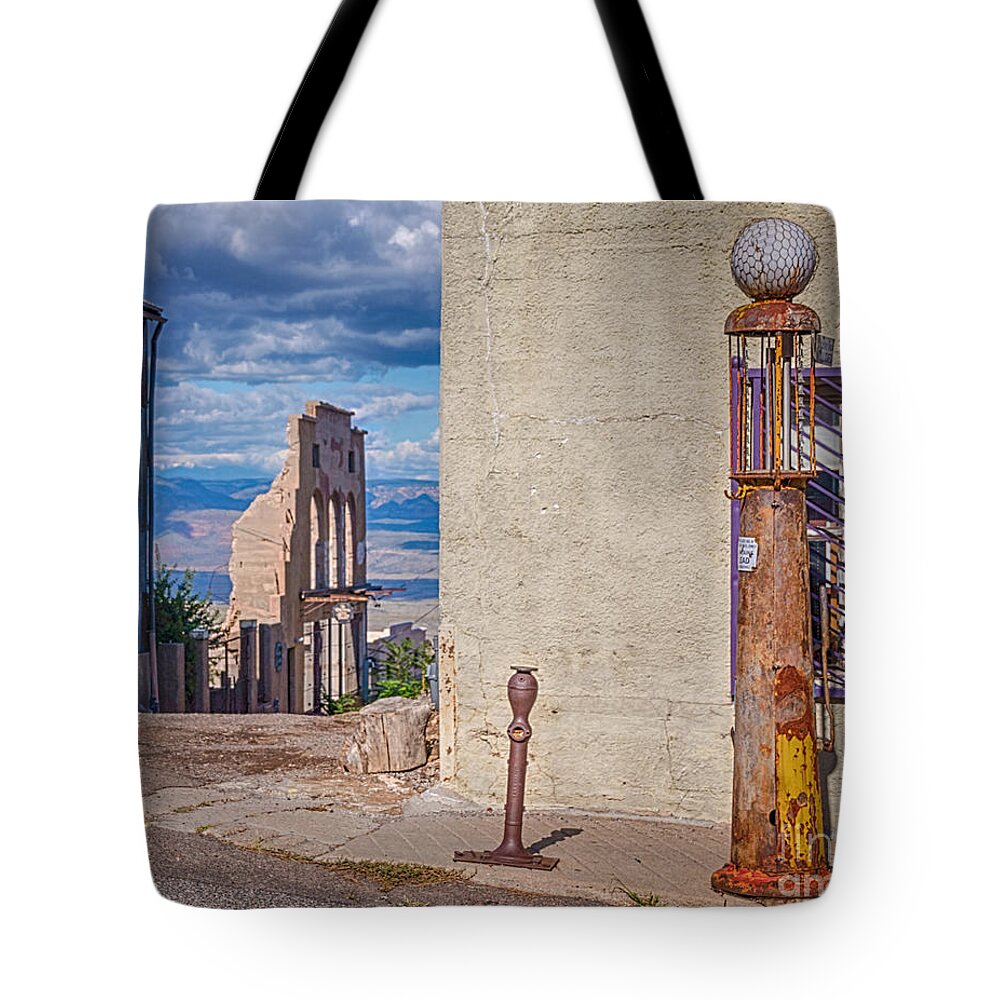 Jerome Arizona - A Mining Ghost Town On A Hill Tote Bag featuring the photograph Jerome Arizona - A Mining Ghost Town On a Hill by Priscilla Burgers