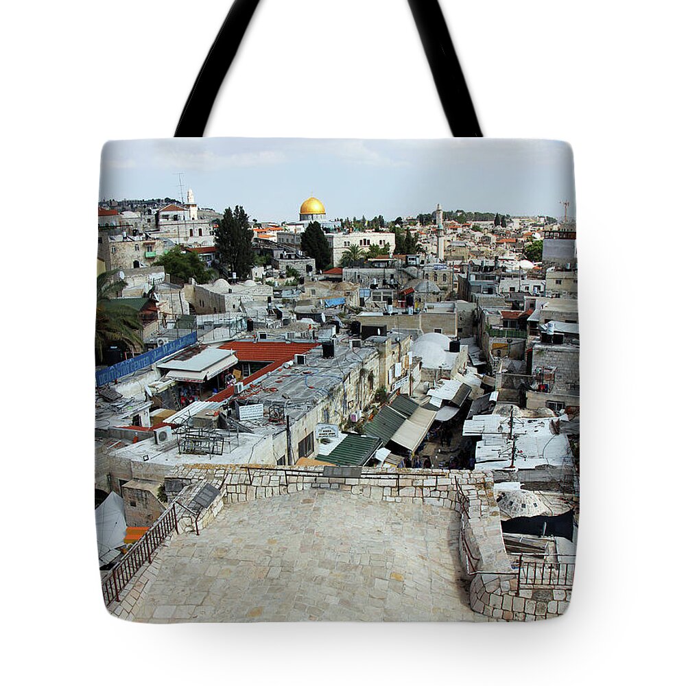 Al Aqsa Tote Bag featuring the photograph Jerusalem View by Munir Alawi