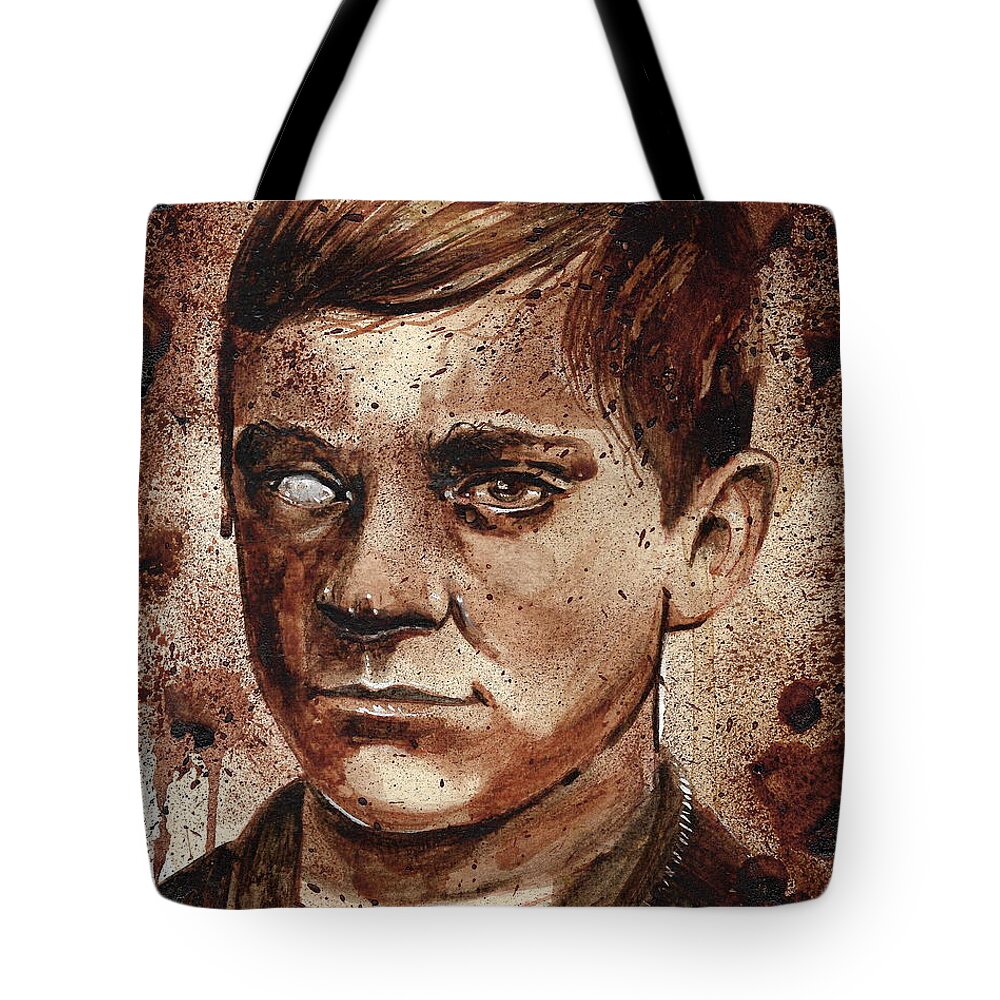 Ryan Almighty Tote Bag featuring the painting JESSE POMEROY dry blood by Ryan Almighty