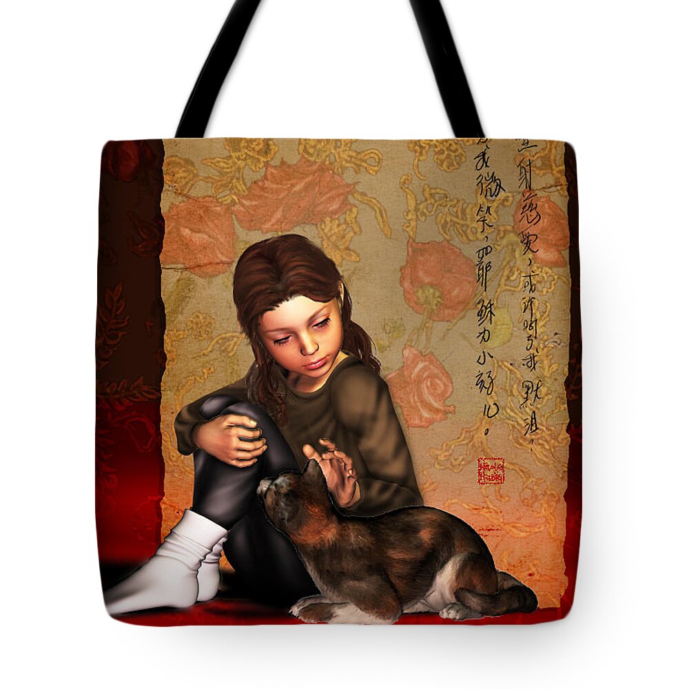 Child Tote Bag featuring the digital art Jesus To A Child I by Nik Helbig