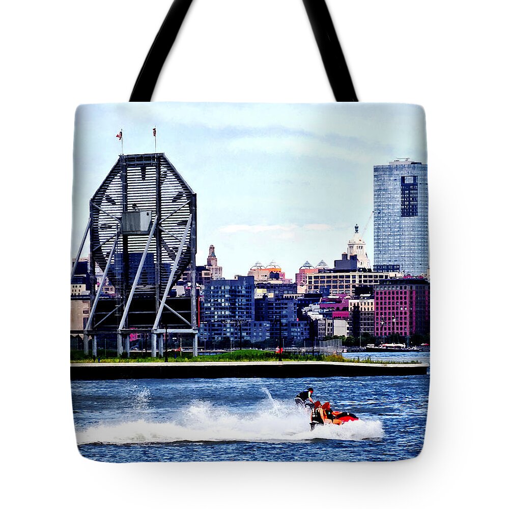 Jet Skiing Tote Bag featuring the photograph Jet Skiing by Colgate Clock by Susan Savad