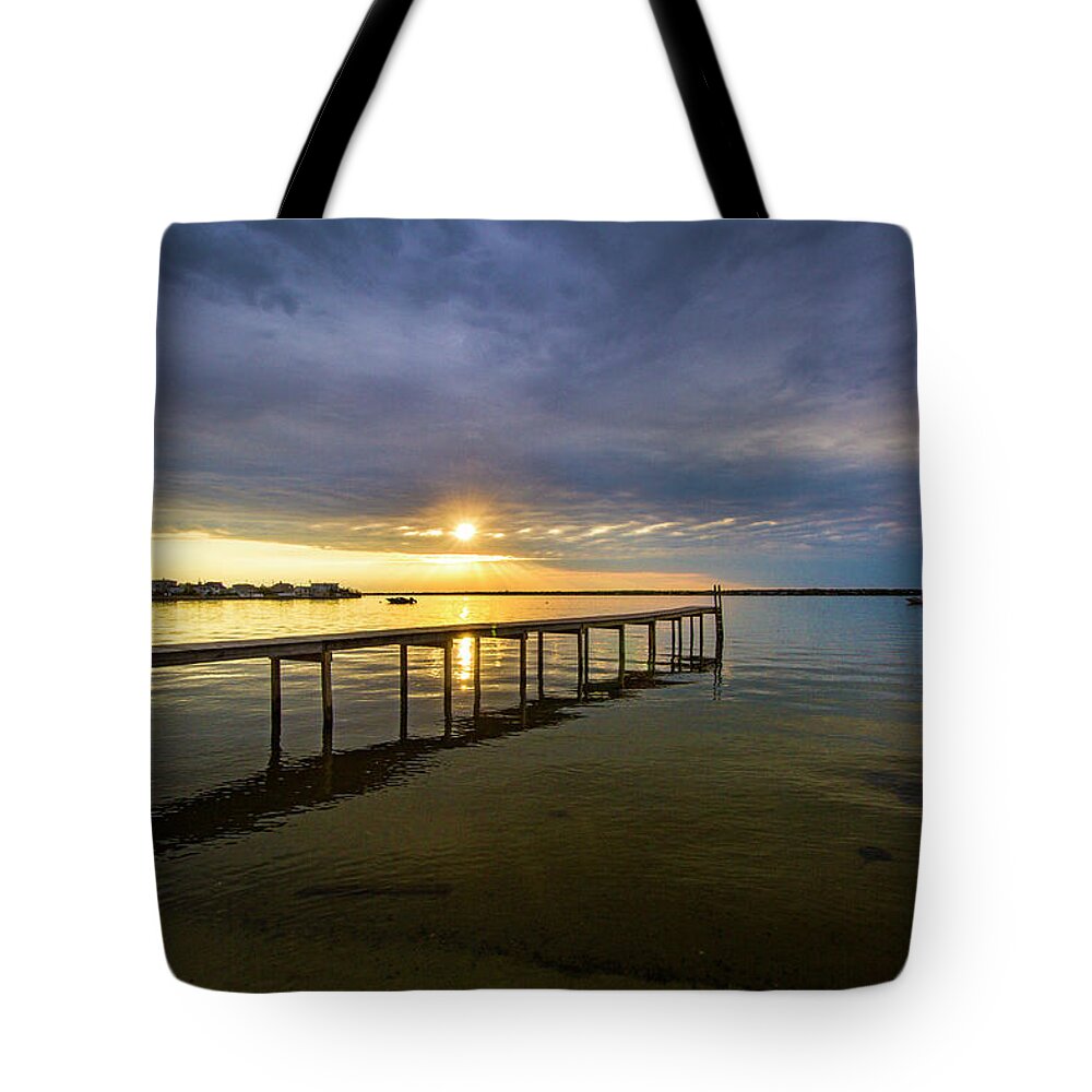 Jetty Tote Bag featuring the photograph Jetty Four Bayside Sunset by Robert Seifert