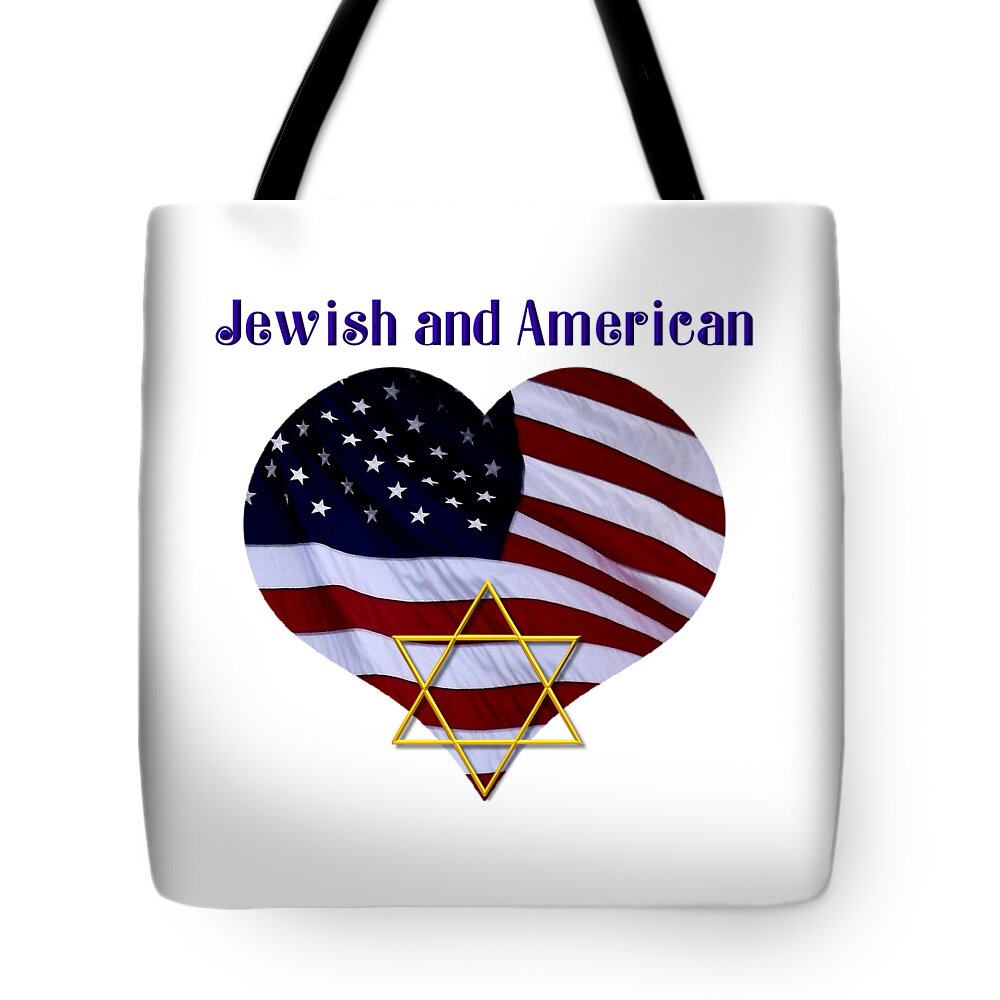 Jewish And American Tote Bag featuring the photograph Jewish And American Flag with Star of David by Rose Santuci-Sofranko