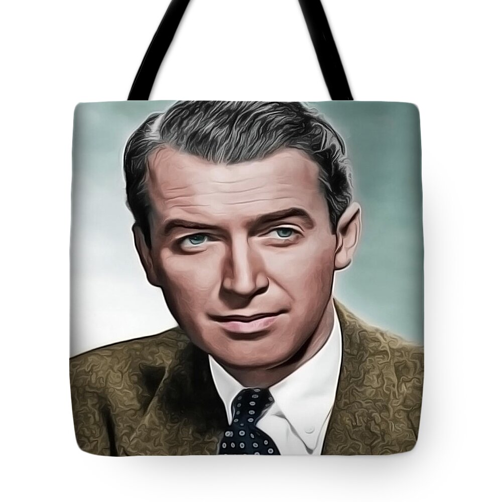 James Stewart Tote Bag featuring the painting Jimmy by Harry Warrick