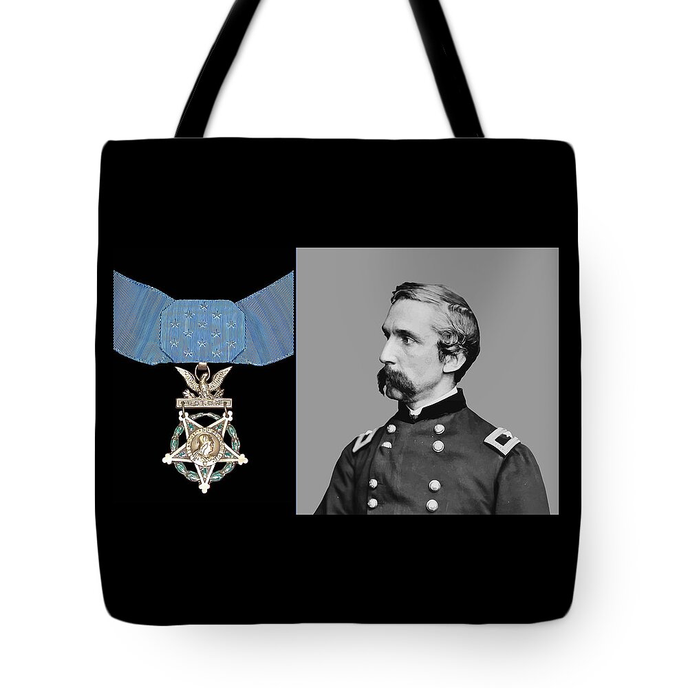 General Chamberlain Tote Bag featuring the painting J.L. Chamberlain and The Medal of Honor by War Is Hell Store